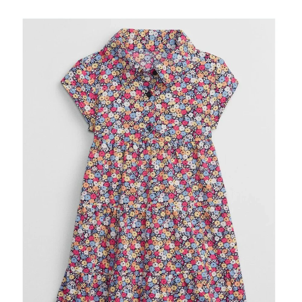 Gap Kids Toddler Girls Floral Print Tiered Shirt Dress 5T